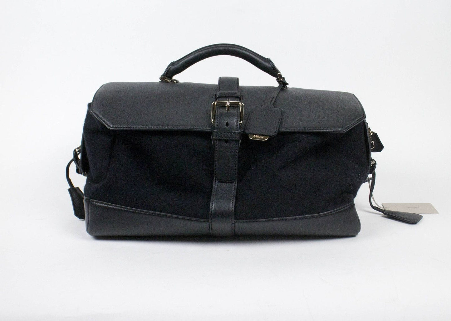 Victor Leather & Cashmere Shoulder Carry-On Bag - Black