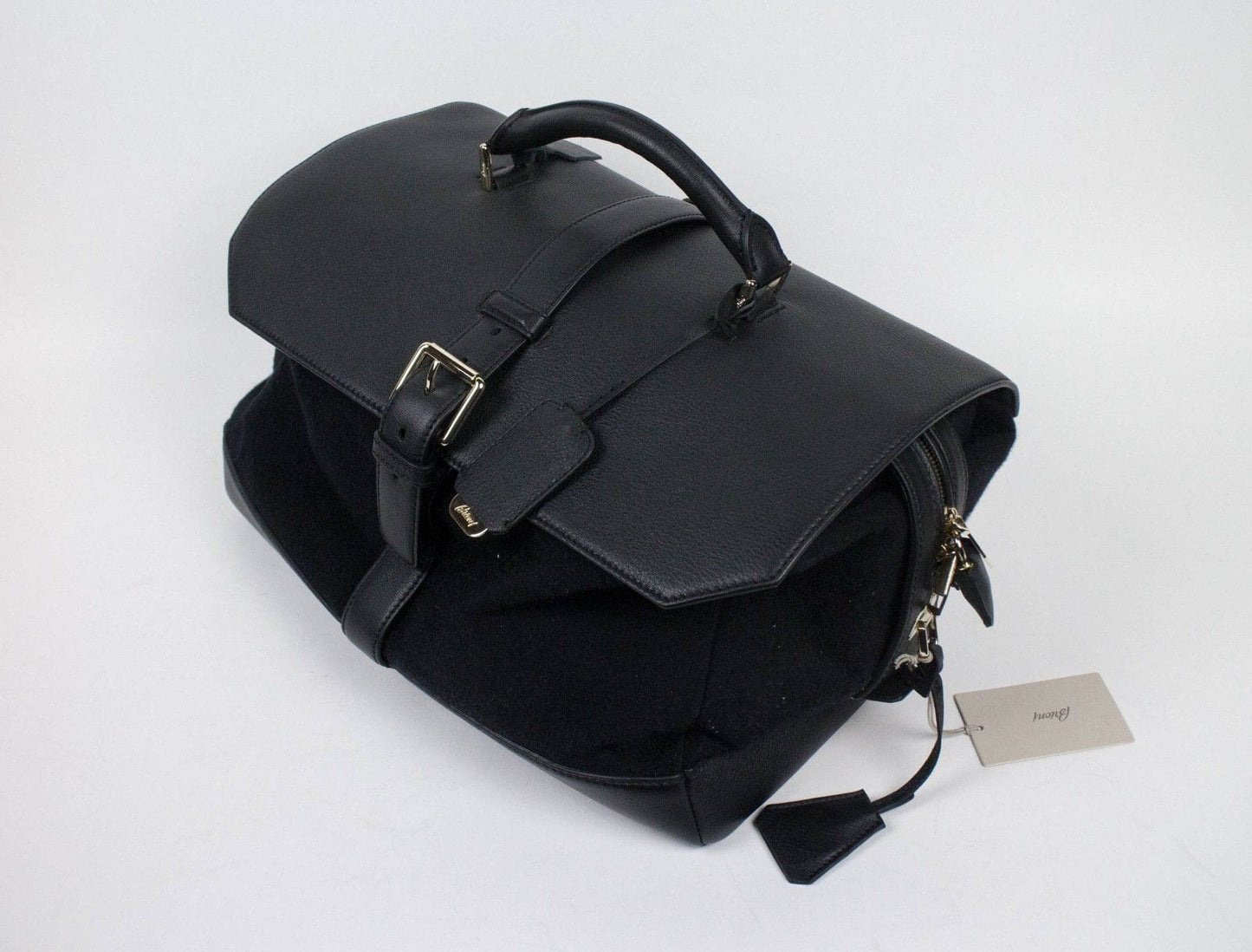 Victor Leather & Cashmere Shoulder Carry-On Bag - Black