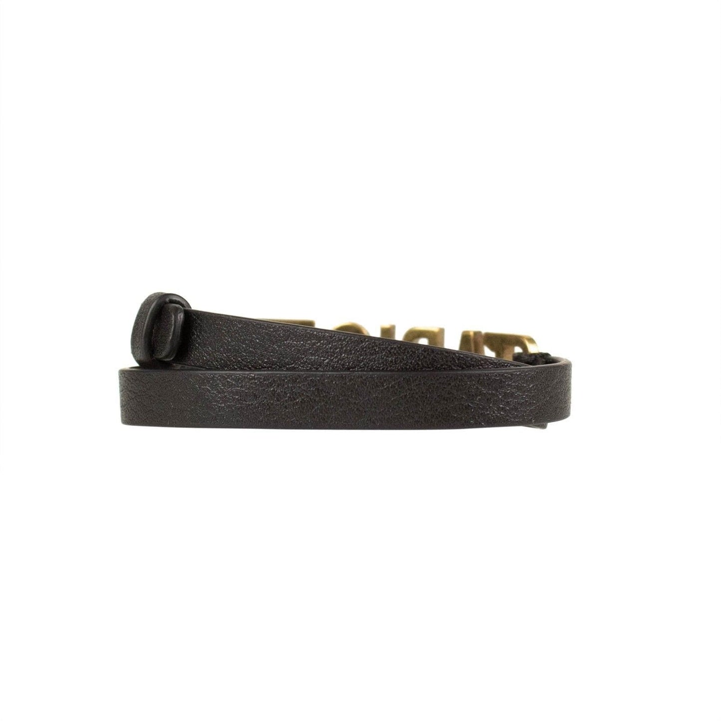 Black Antique Gold 'J'Adior' Leather Two Loop Bracelet