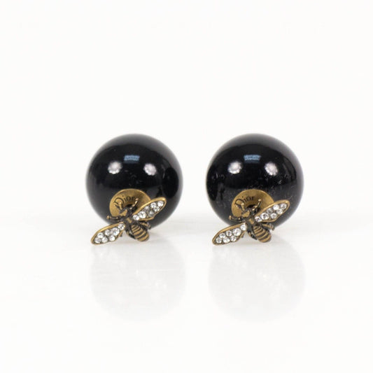 Antique Gold/Black Bee Strass Tribal Earrings