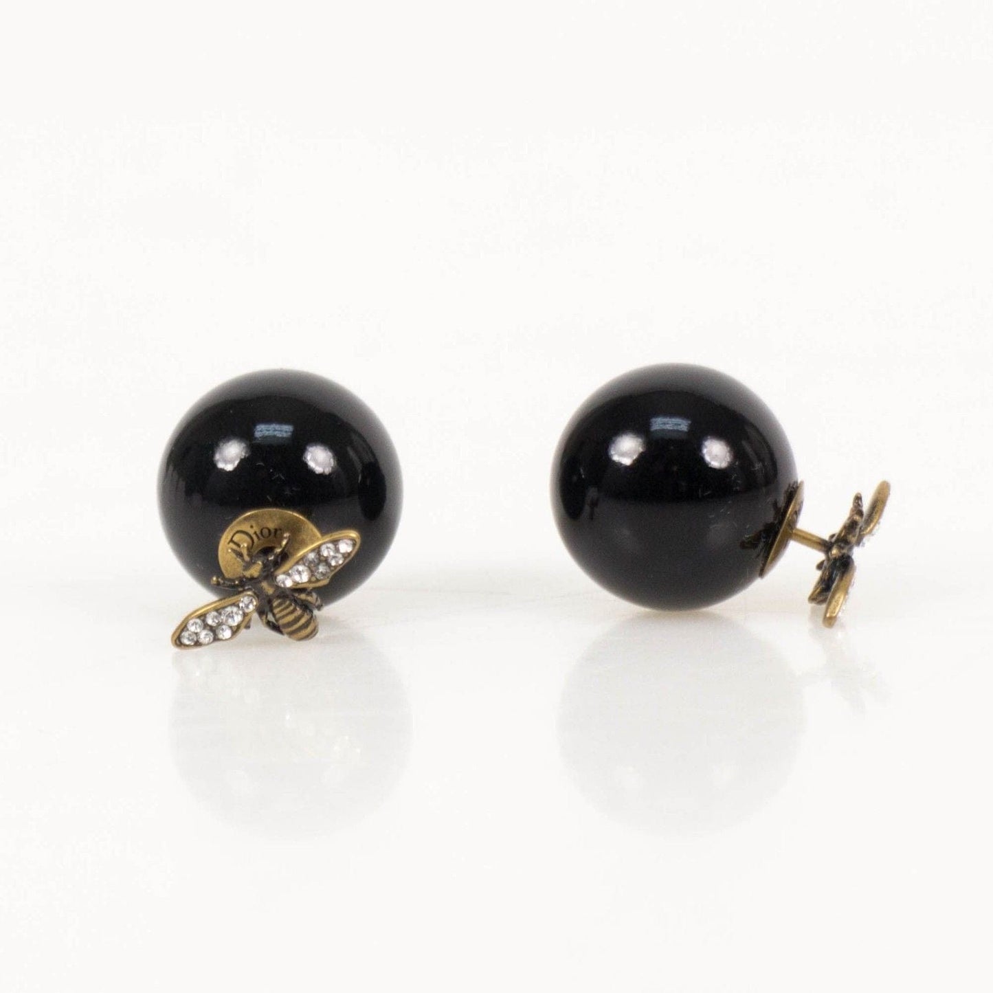 Antique Gold/Black Bee Strass Tribal Earrings