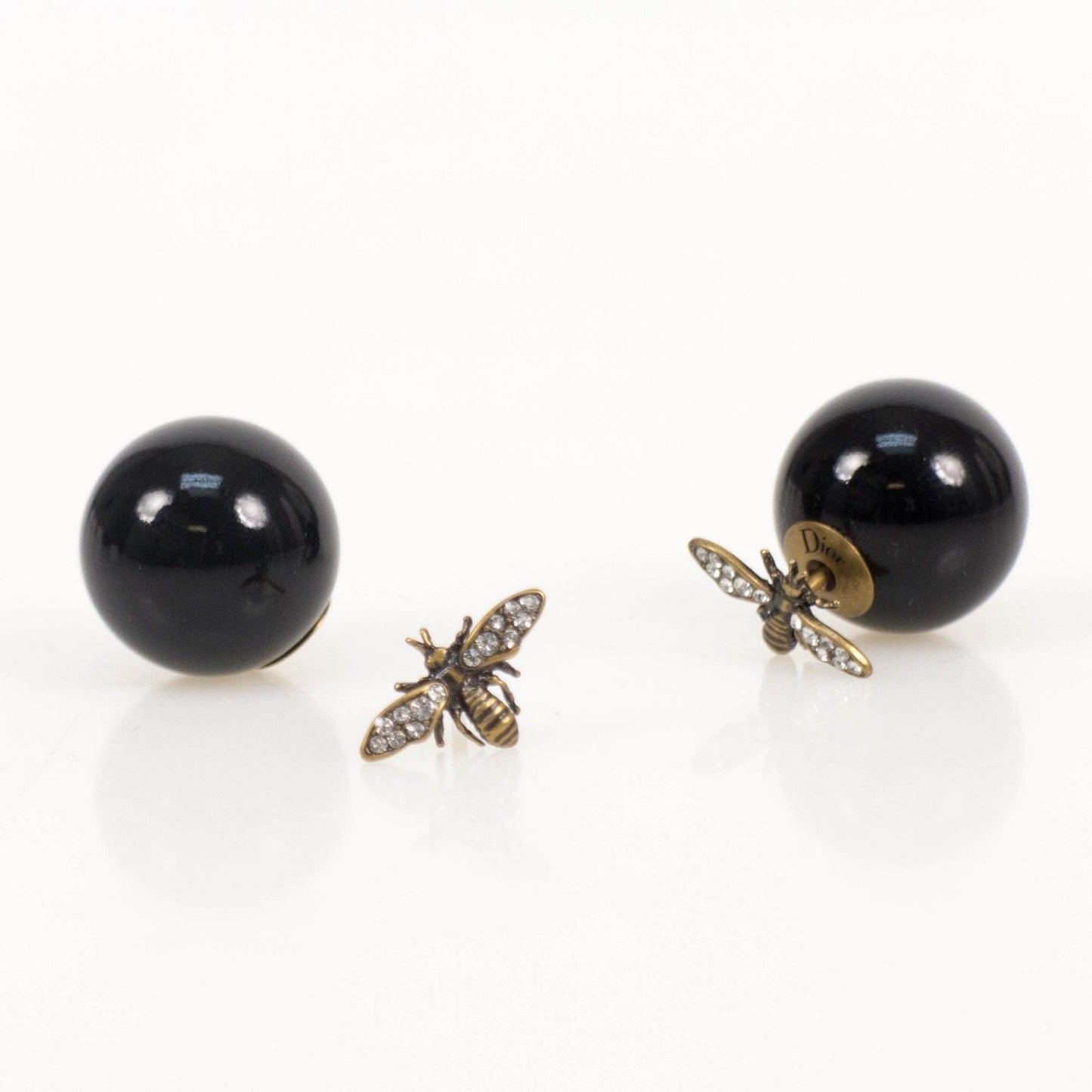 Antique Gold/Black Bee Strass Tribal Earrings