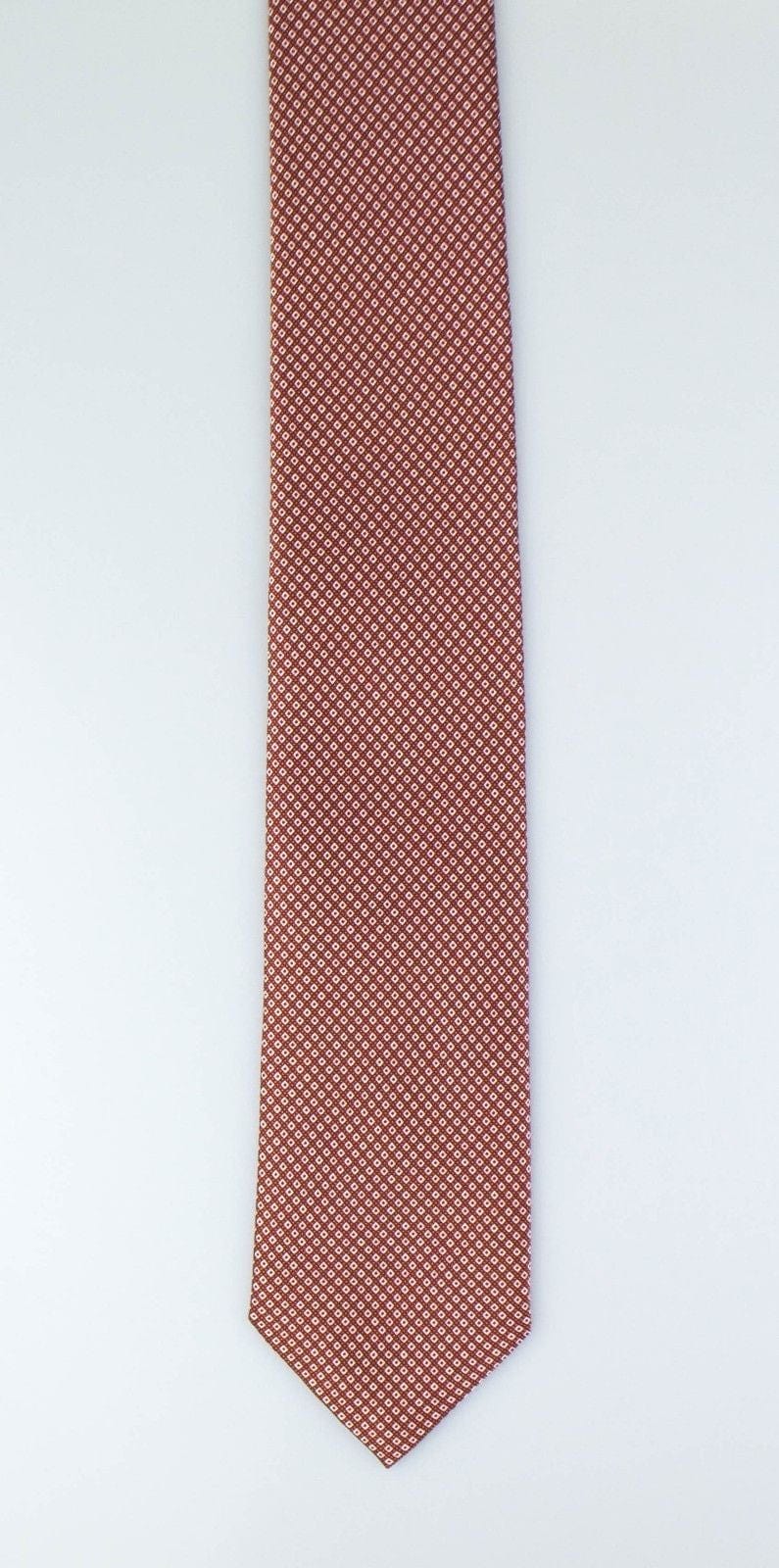 Brown With White Pattern 100% Silk Neck Tie