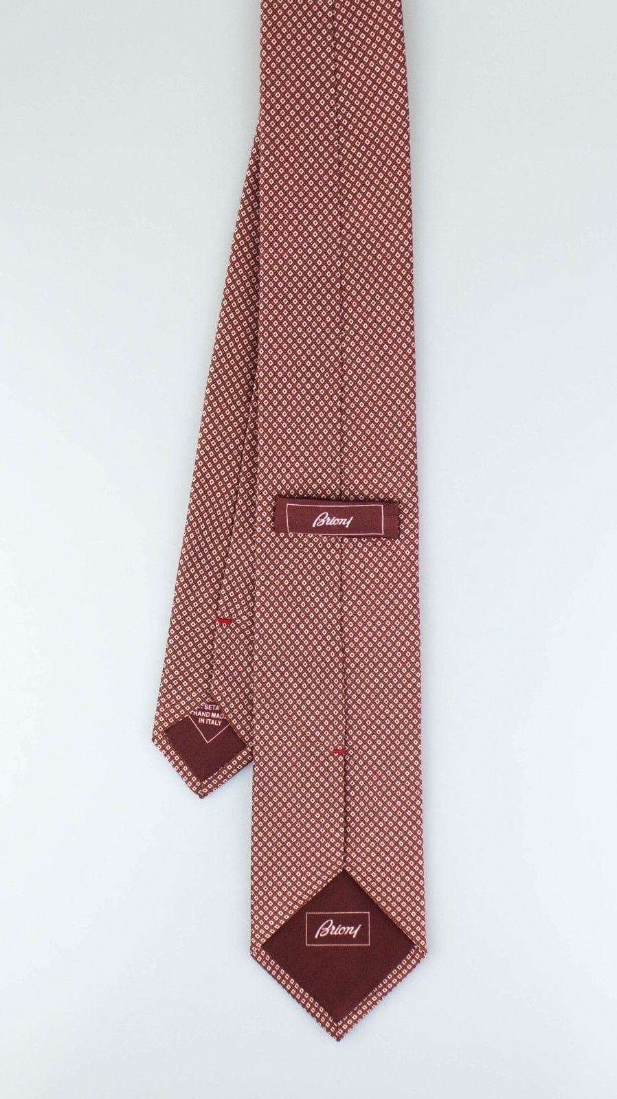 Brown With White Pattern 100% Silk Neck Tie