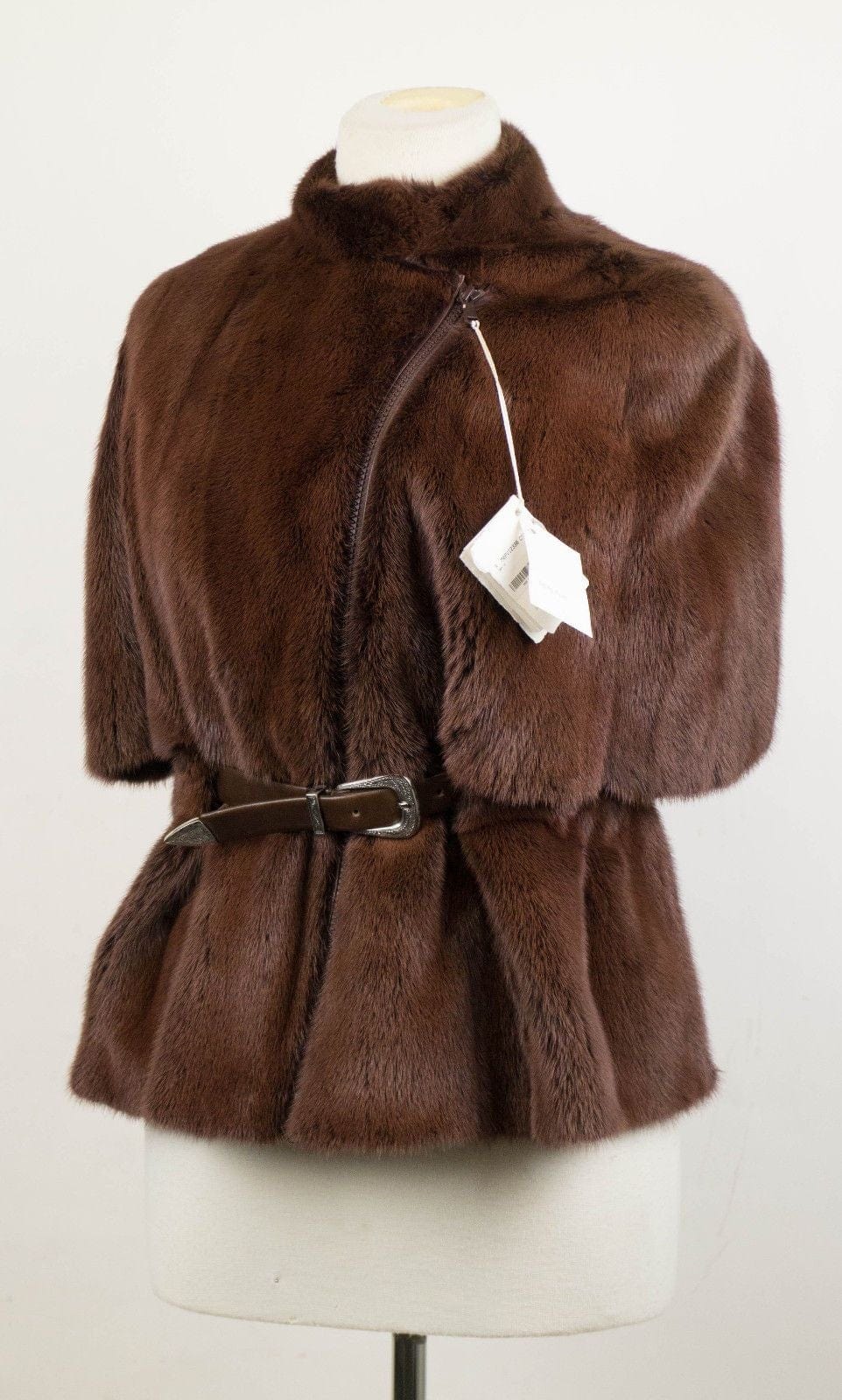 Brunello Cucinelli Brown Mink Fur W/ Leather Belt Jacket Coat 6/42 $21250