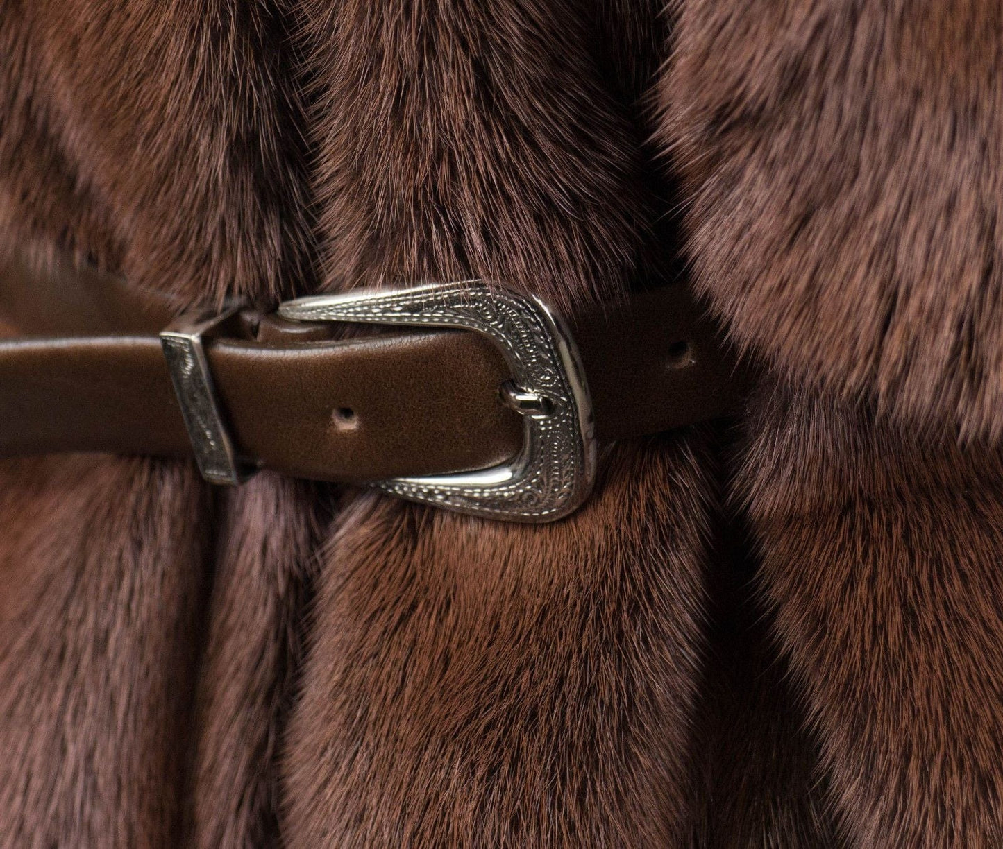 Brunello Cucinelli Brown Mink Fur W/ Leather Belt Jacket Coat 6/42 $21250