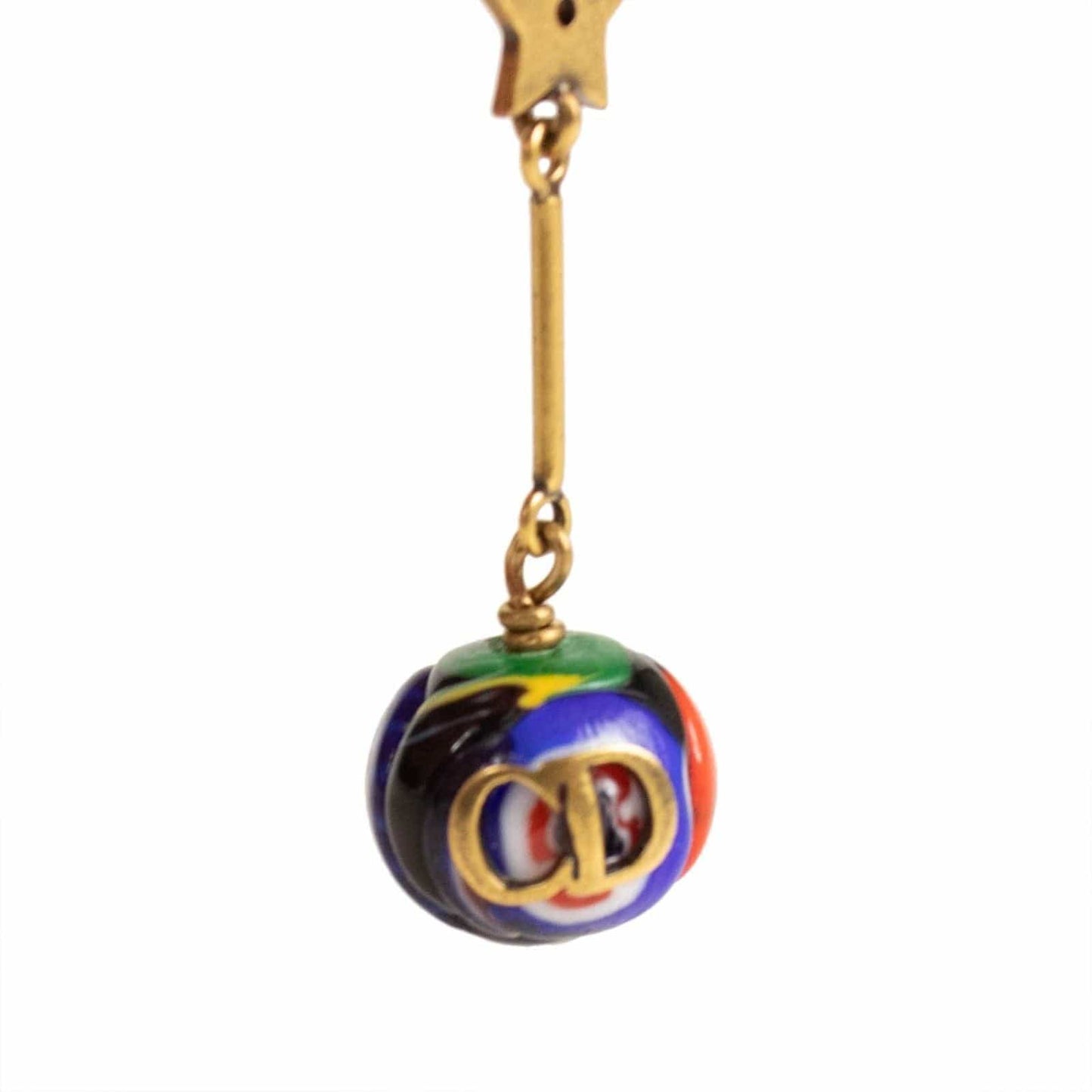 Antique Gold/Multi-Color Long Double Glass Bead Earrings
