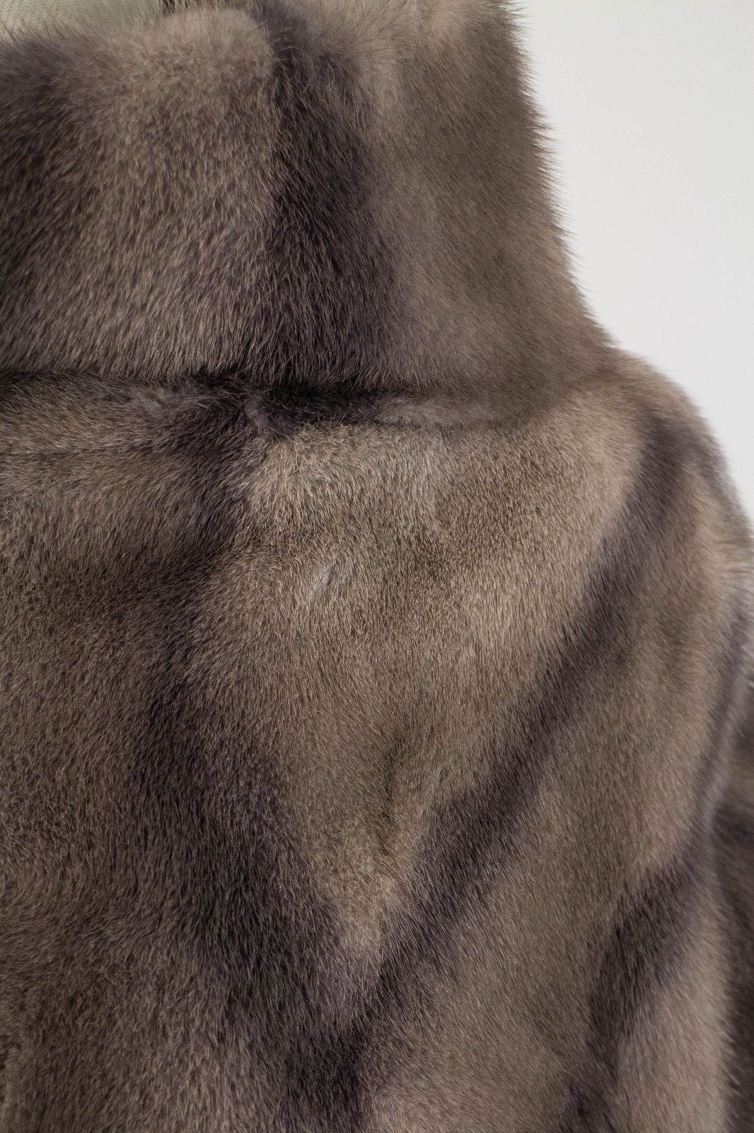 Brunello Cucinelli Marble Brown Mink Fur Jacket Coat Cape Size 6/42 $18670