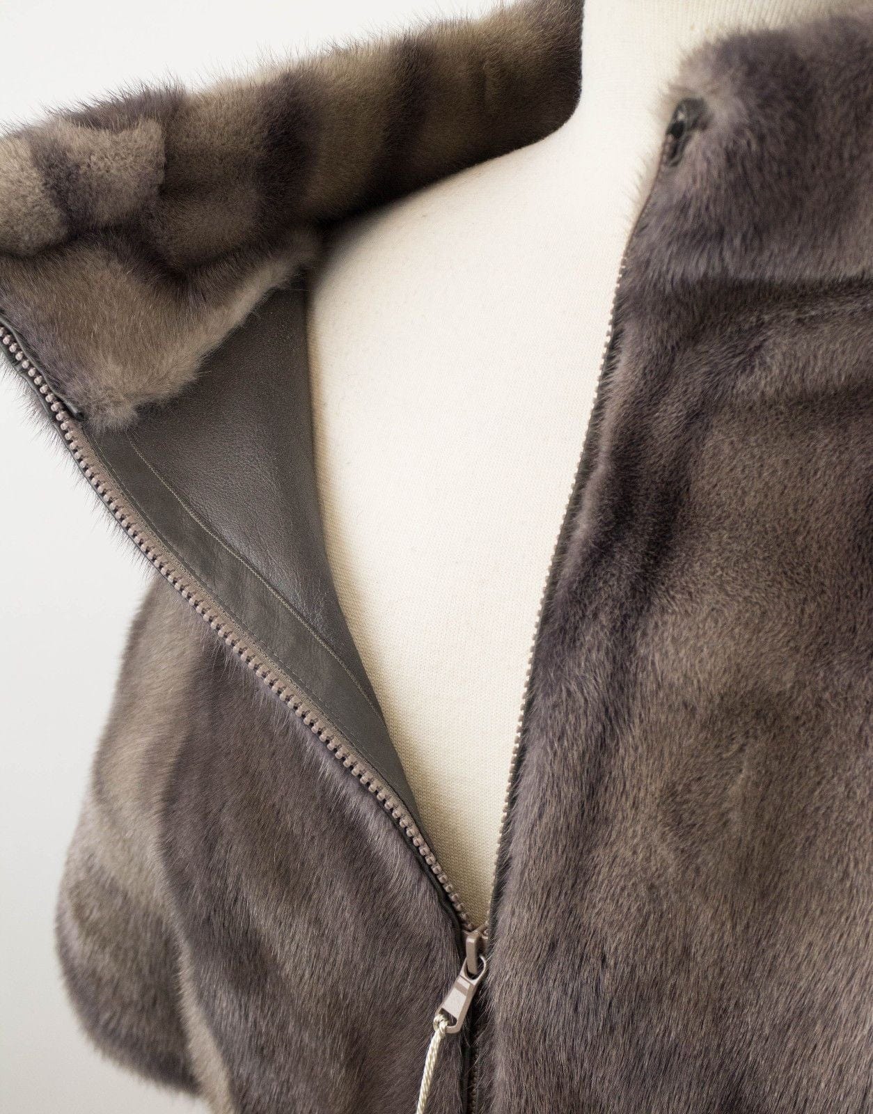 Brunello Cucinelli Marble Brown Mink Fur Jacket Coat Cape Size 6/42 $18670