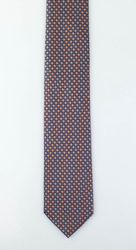 Black With Geometric Pattern 100% Silk Neck Tie