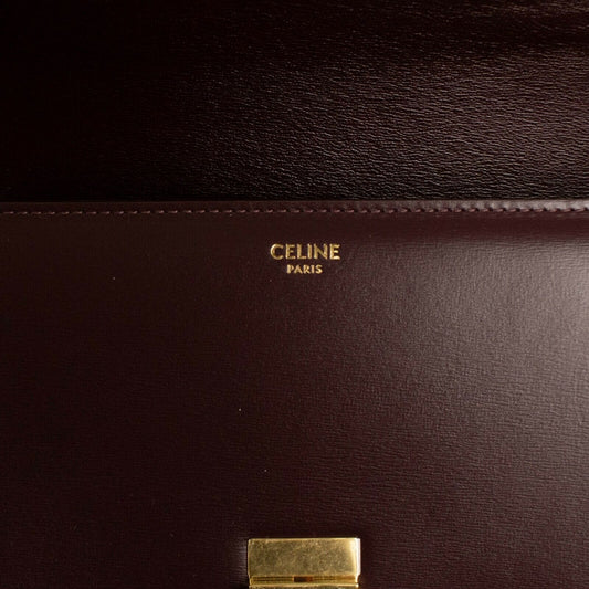 Shiny Calfskin Leather Medium Triomphe Cross Body Bag - Burgundy