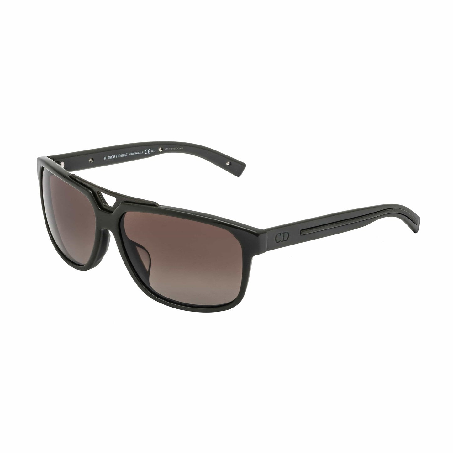 Blacktie152FS Rectangle Acetate Sunglasses - Green  / Brown Gradient