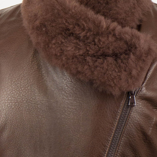 Brunello Cucinelli Women's Brown Leather Jacket W/ Fur Vest Size 6/42 $5445