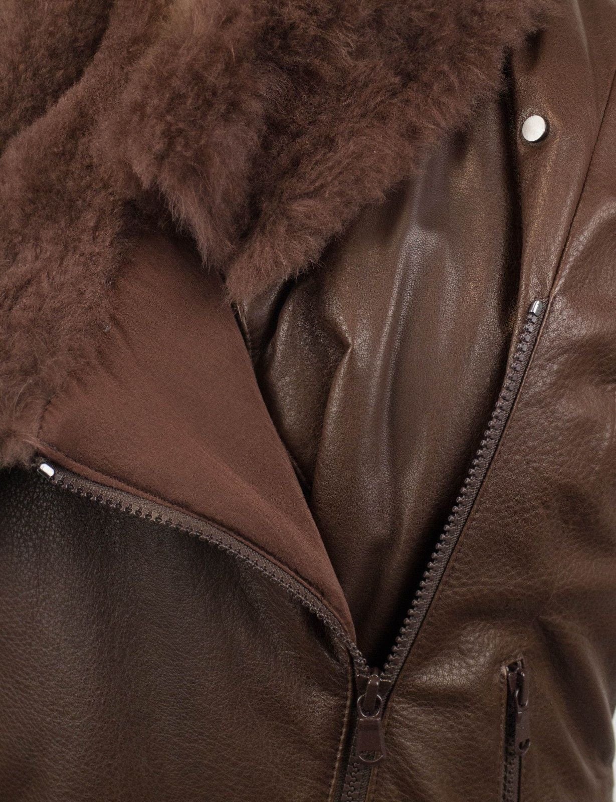 Brunello Cucinelli Women's Brown Leather Jacket W/ Fur Vest Size 6/42 $5445