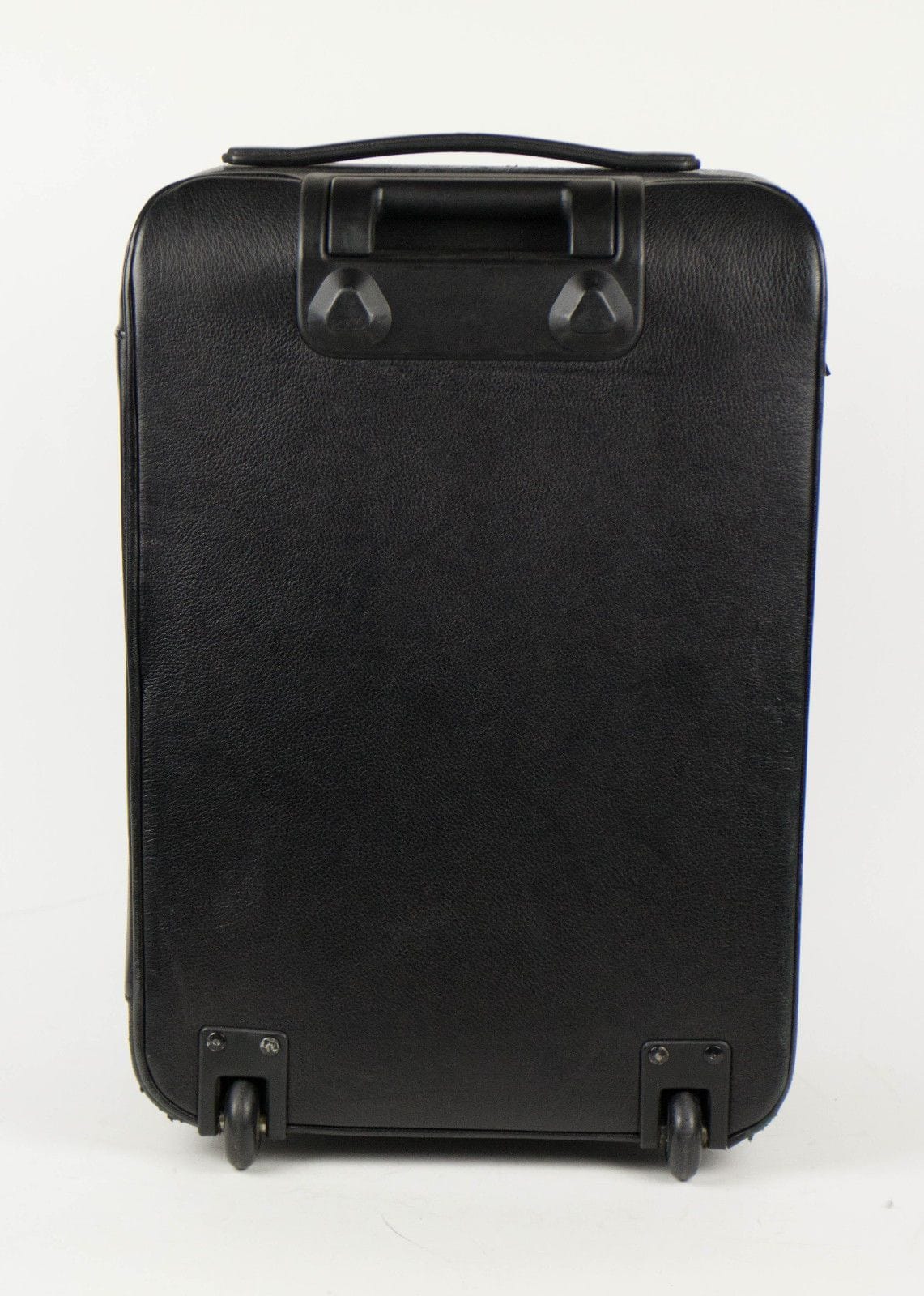 Pebbled Leather Trolley Rolling Suitcase - Black