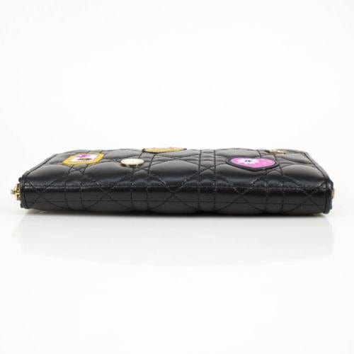 Black Leather Zip Around Wallet Clutch