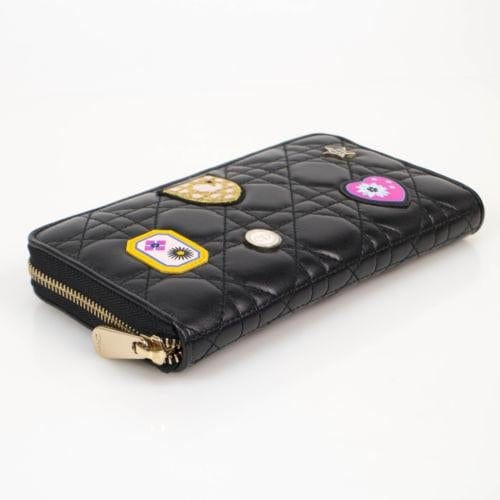 Black Leather Zip Around Wallet Clutch