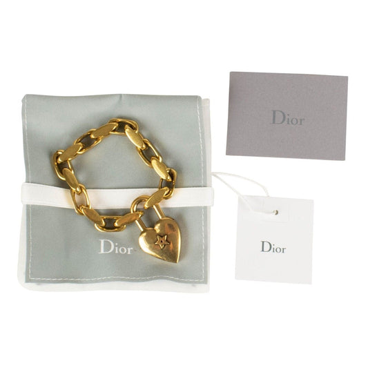 Antique Gold Metal Heart Link Bracelet