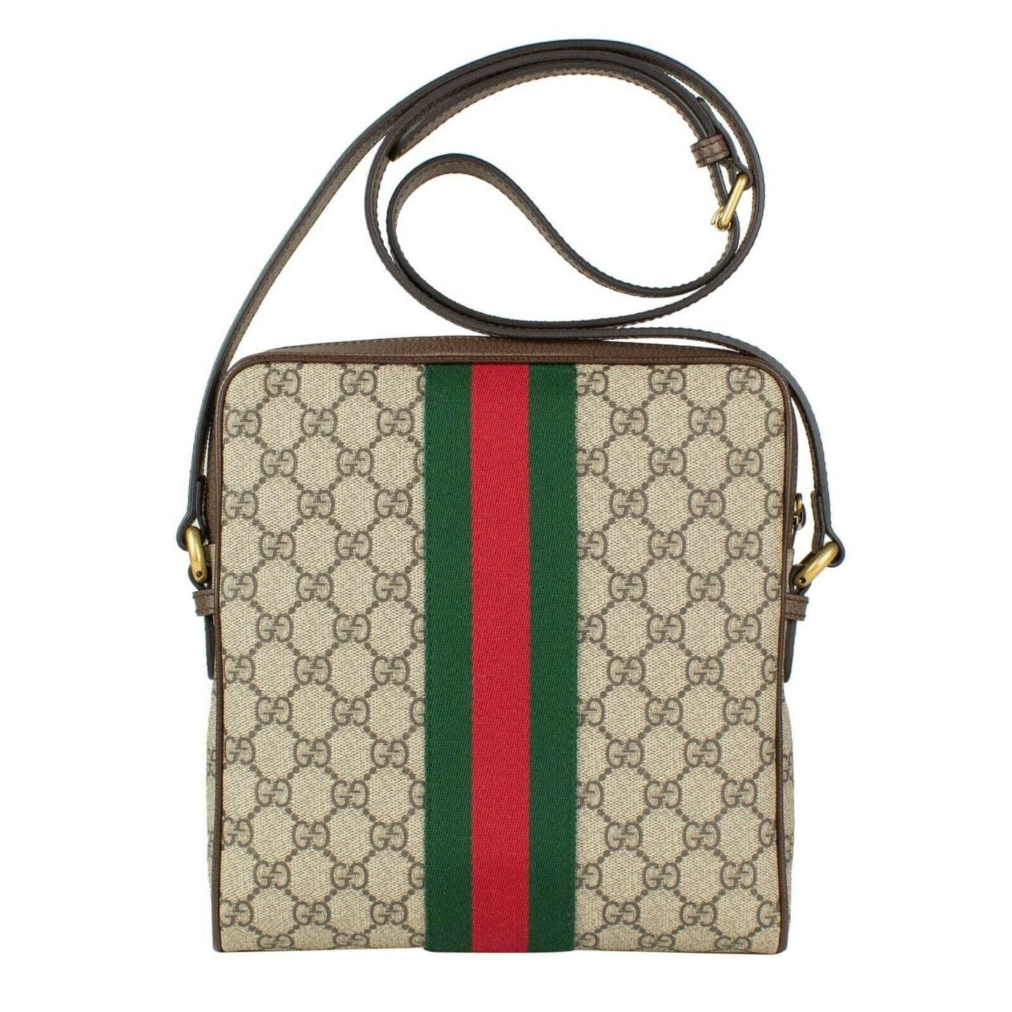Canvas Ophidia GG Small Crossbody Messenger Bag - Brown