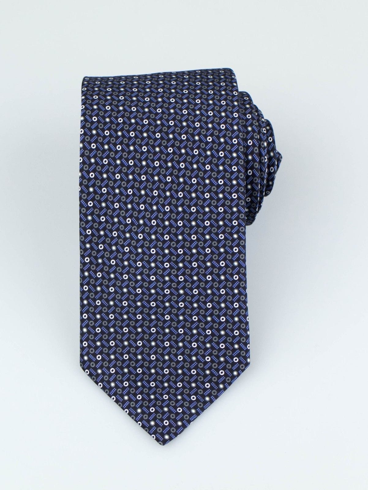 Blue With Geometric Pattern 100% Silk Neck Tie