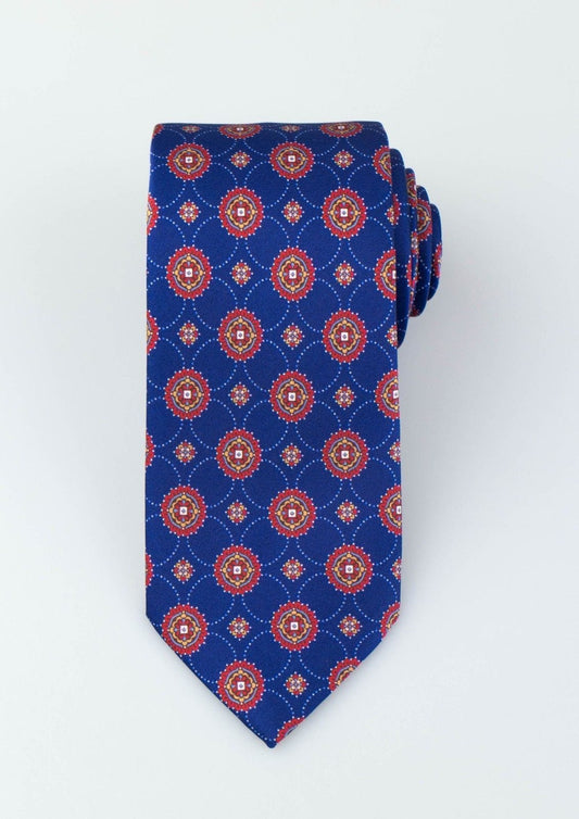 Blue With Floral Pattern 100% Silk Neck Tie