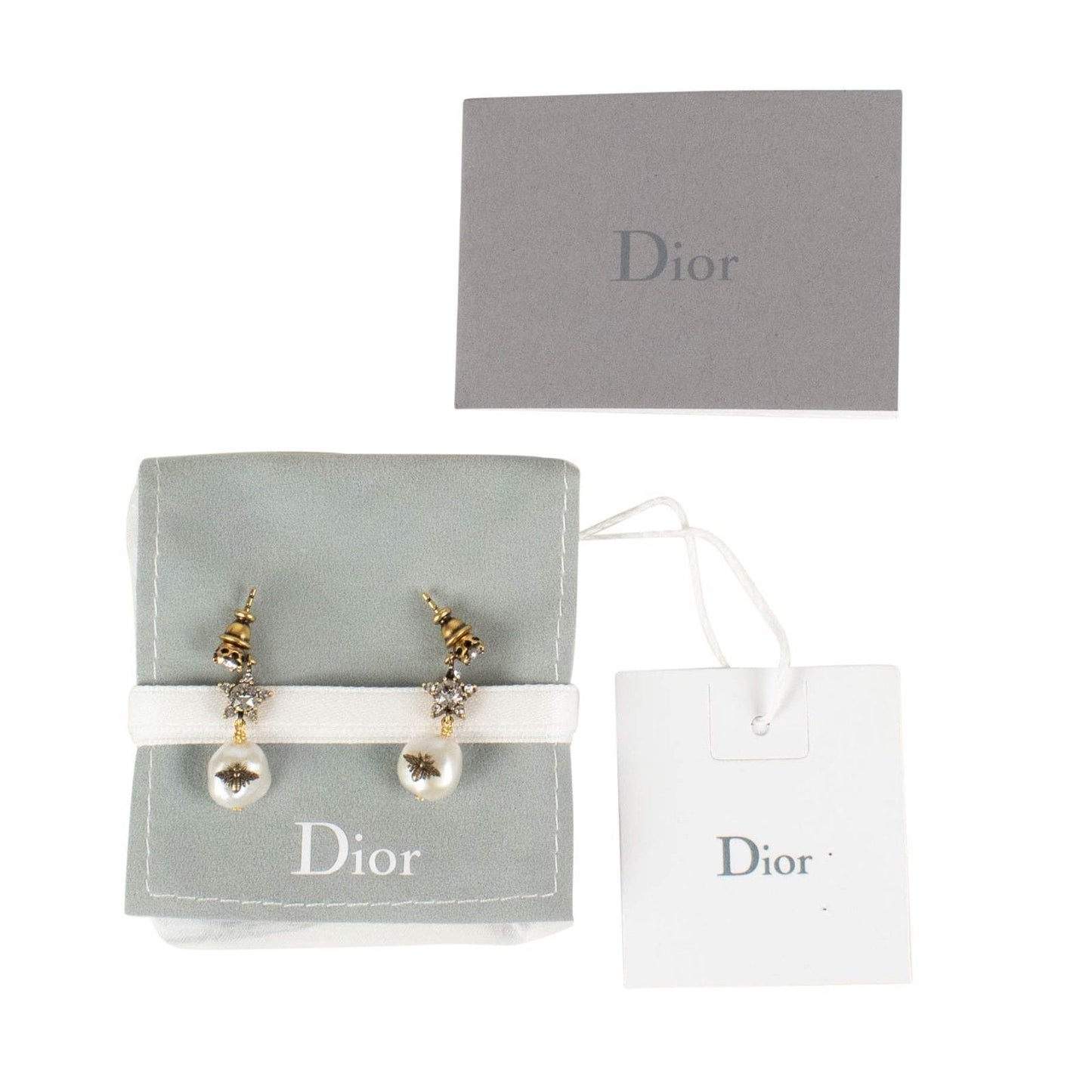 White/Antique Gold Star Mother Of Pearl And Bee Earrings