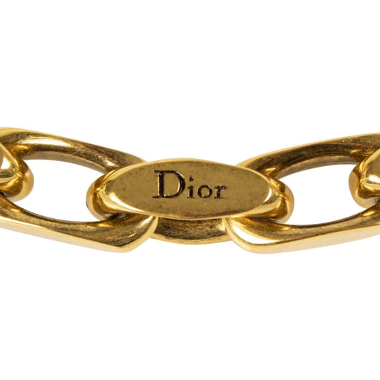 Antique Gold Metal Heart Link Necklace
