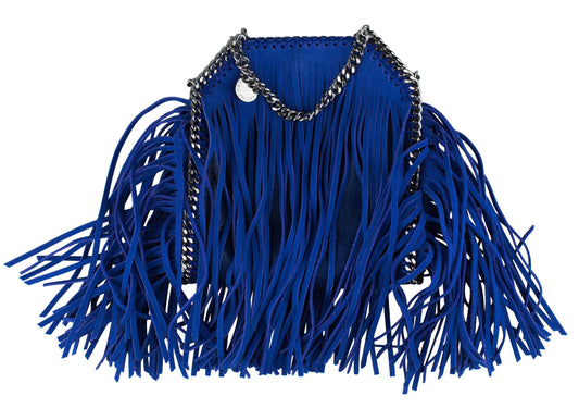 Tiny Falabella Suede Fringe Shoulder Bag - Blue