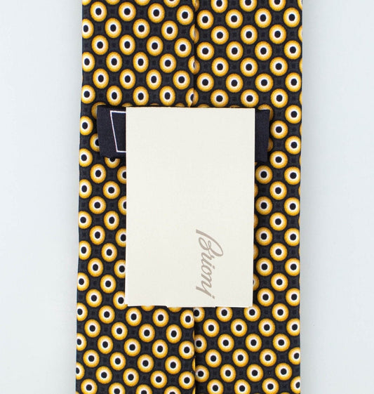 Black With Circle Pattern 100% Silk Neck Tie