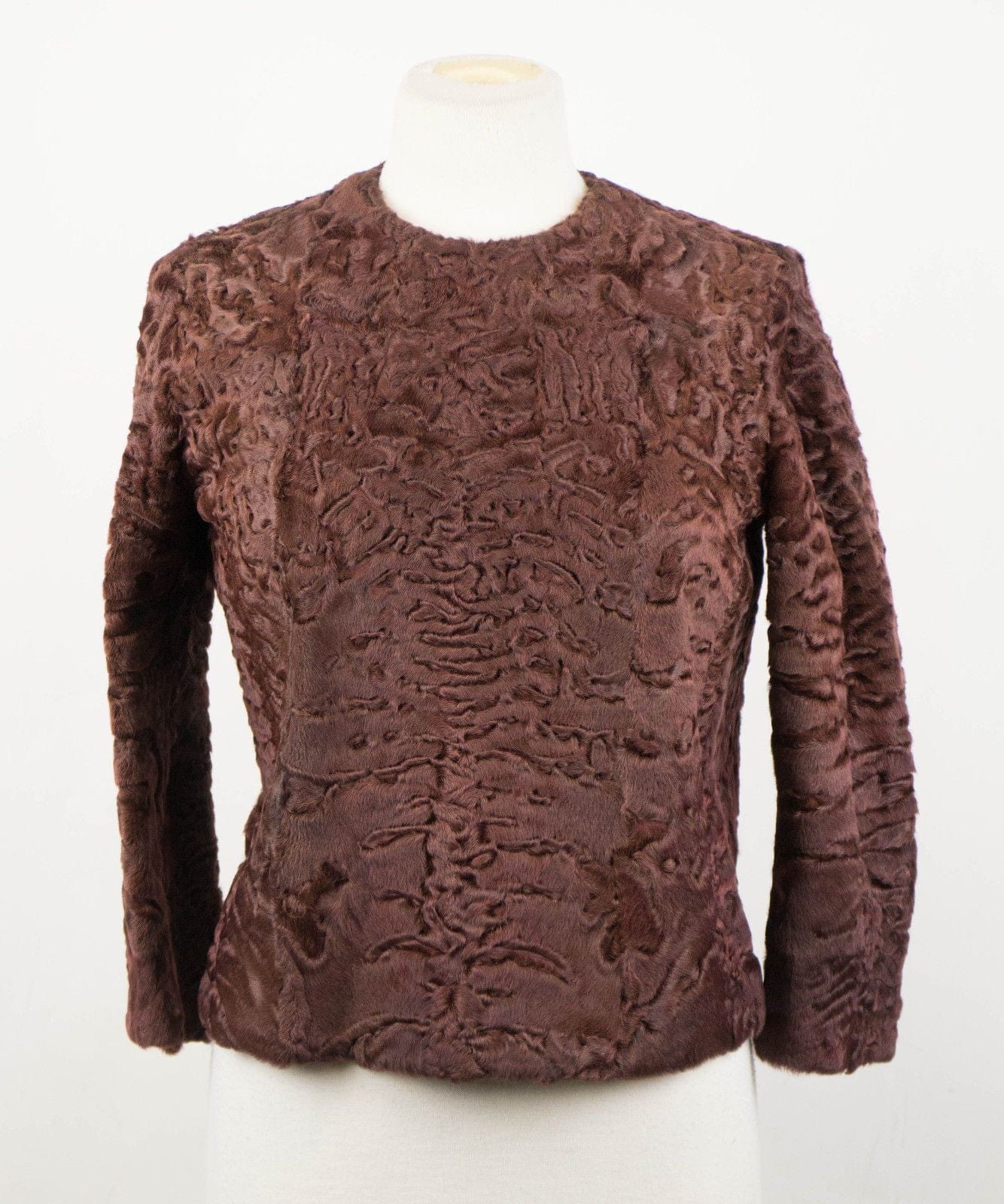 Brunello Cucinelli Bole Brown Astrakhan Fur Biker Jacket Size 6/42 $18495