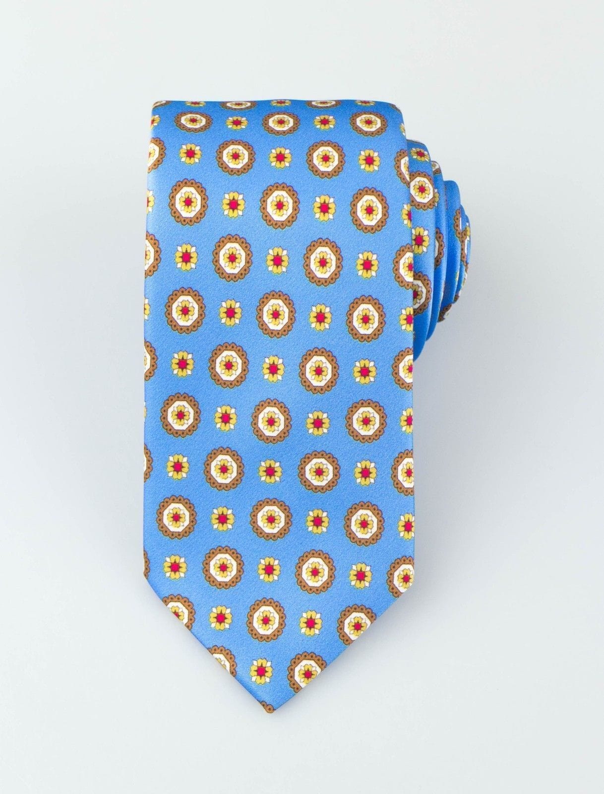 Blue With Floral Pattern 100% Silk Neck Tie