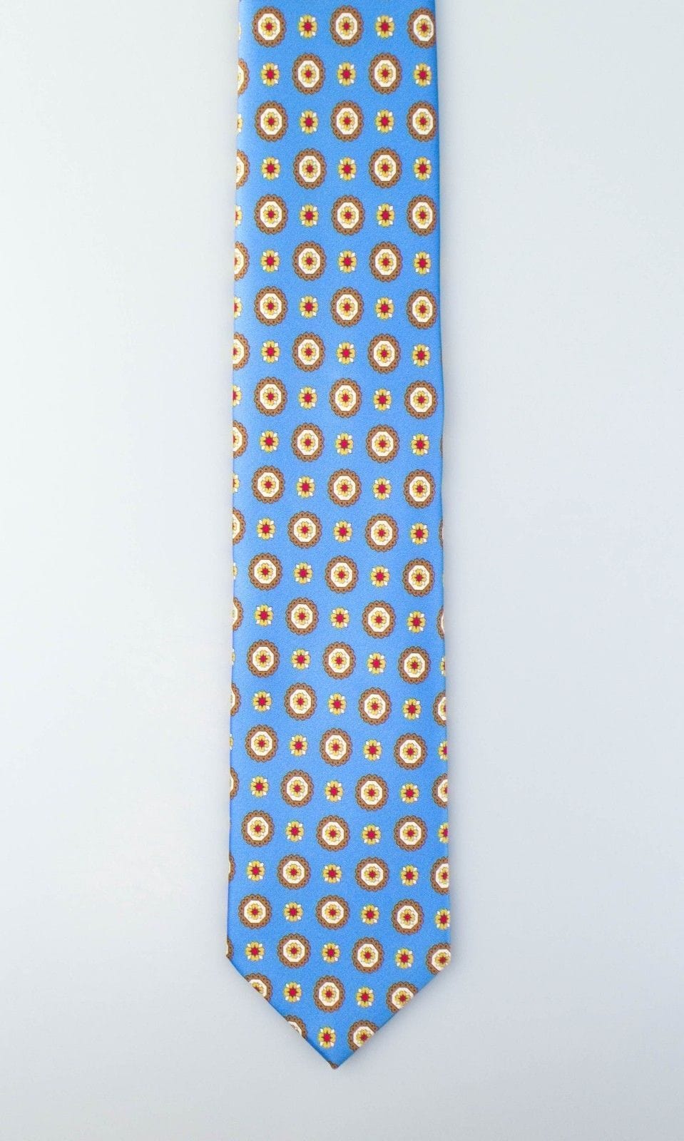 Blue With Floral Pattern 100% Silk Neck Tie