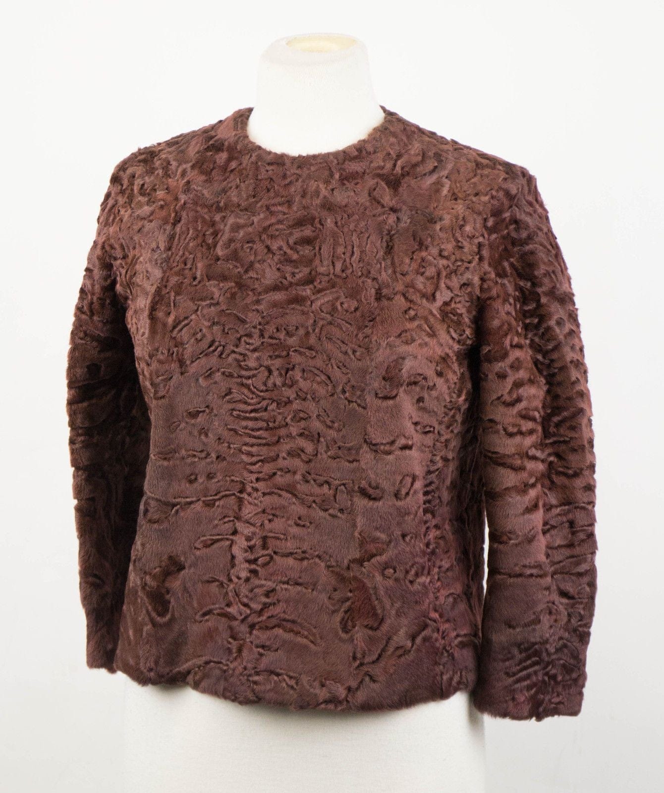 Brunello Cucinelli Bole Brown Astrakhan Fur Biker Jacket Size 4/40 $18495