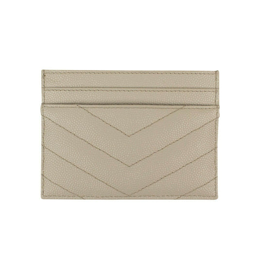 YSL Grain De Poudre Embossed Card Case - Icy White