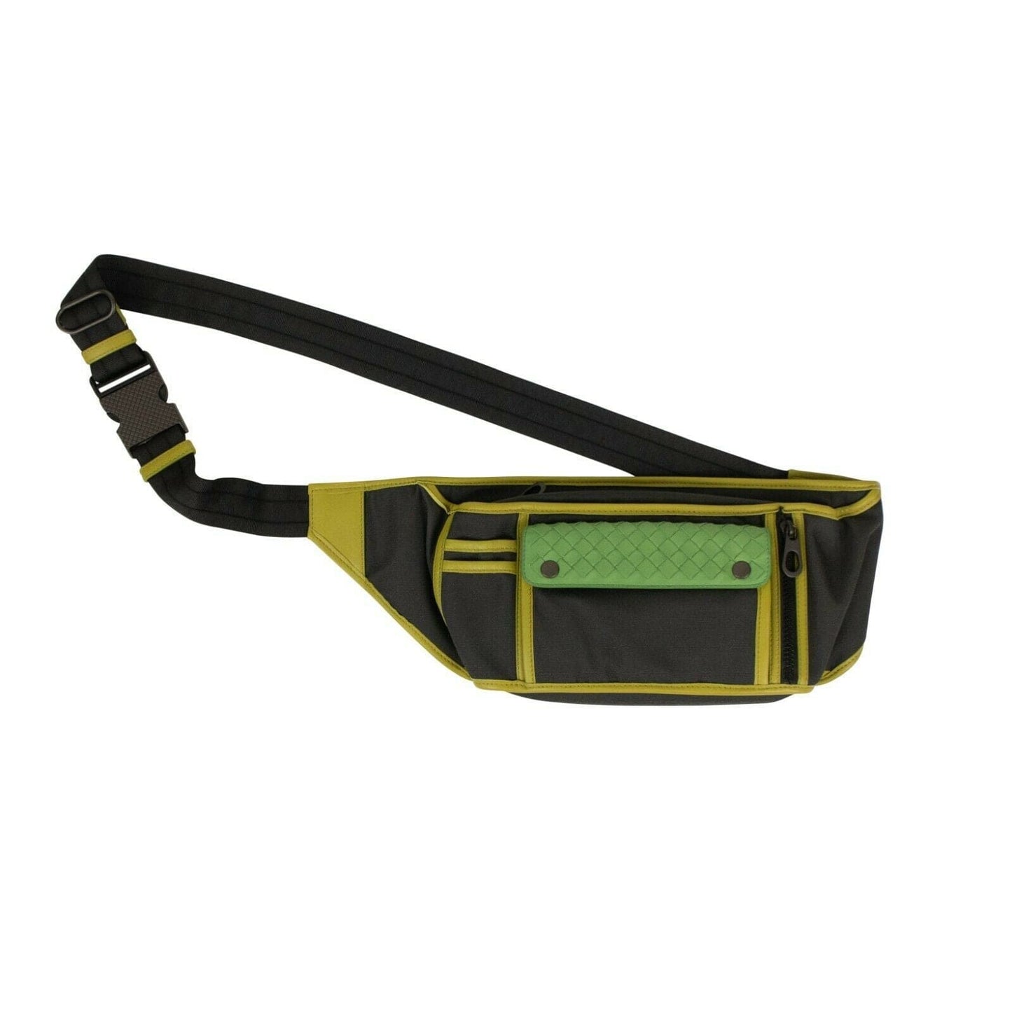 Canvas Intrecciato Detail Belt Bag - Gray