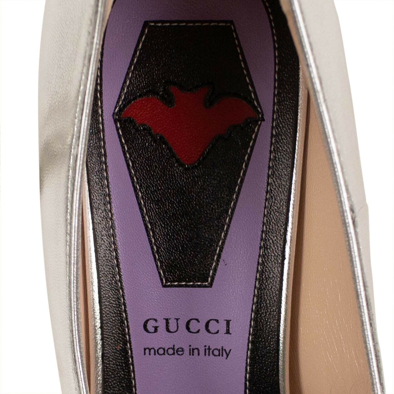 Women's Leather Crystal G Mid-Heel Pumps - Silver