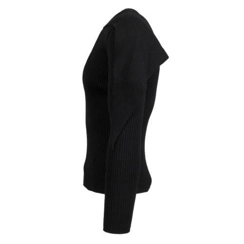 Black Wool Blend Crewneck Sweater