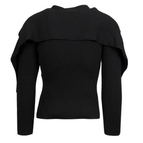 Black Wool Blend Crewneck Sweater