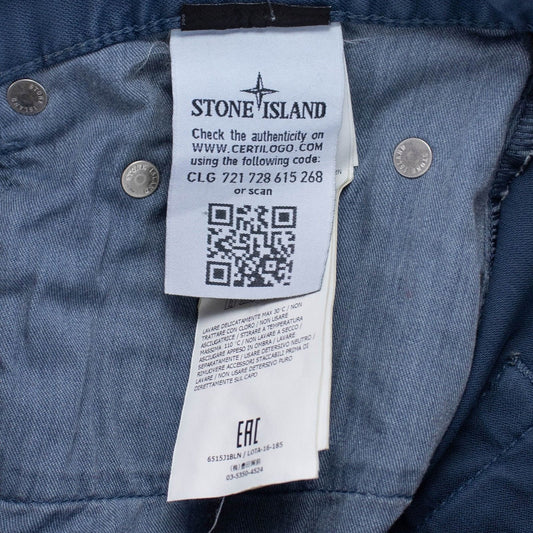 Blue Cotton Blend Pants