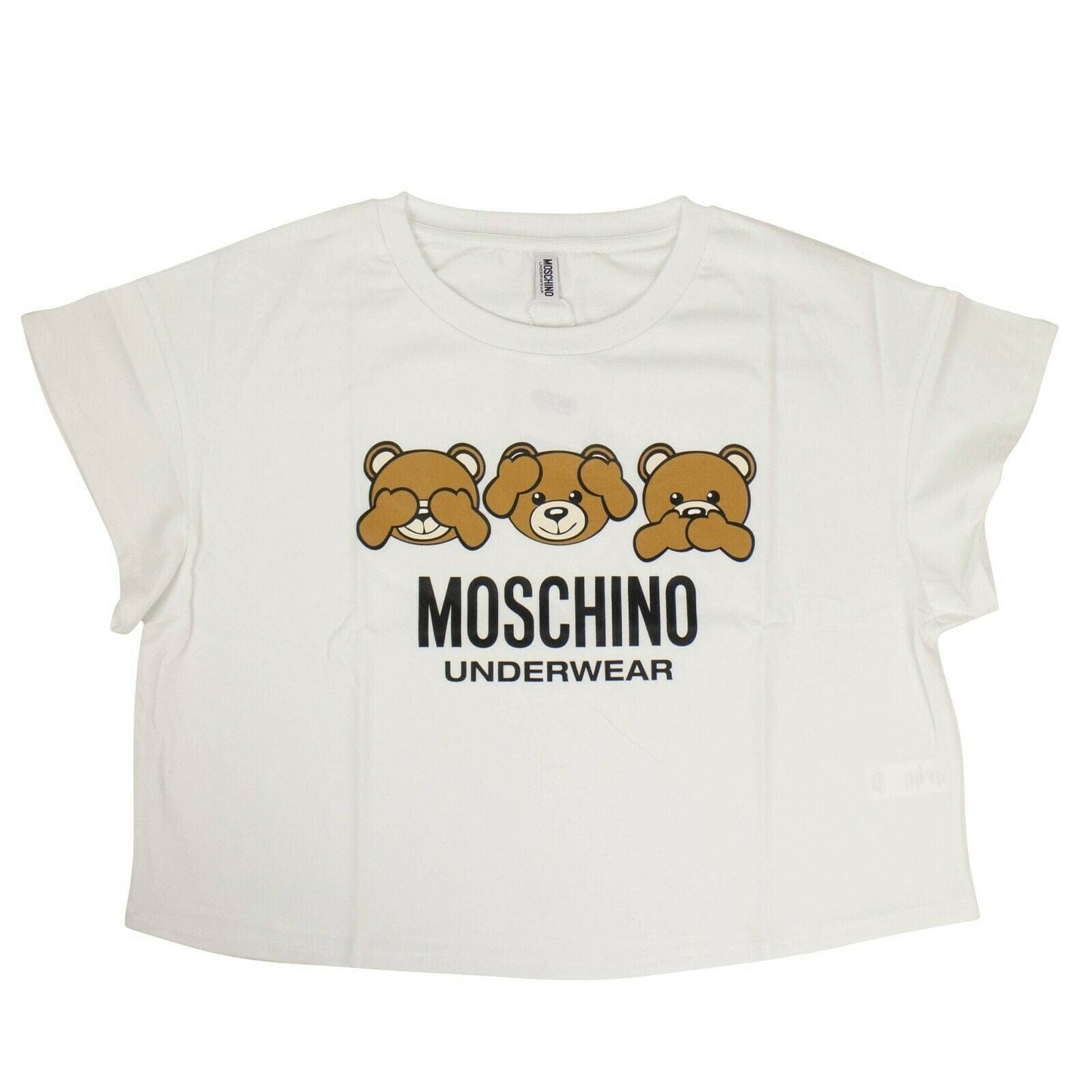 Bear Graphic Short Sleeve Crop Cotton T-Shirt - White