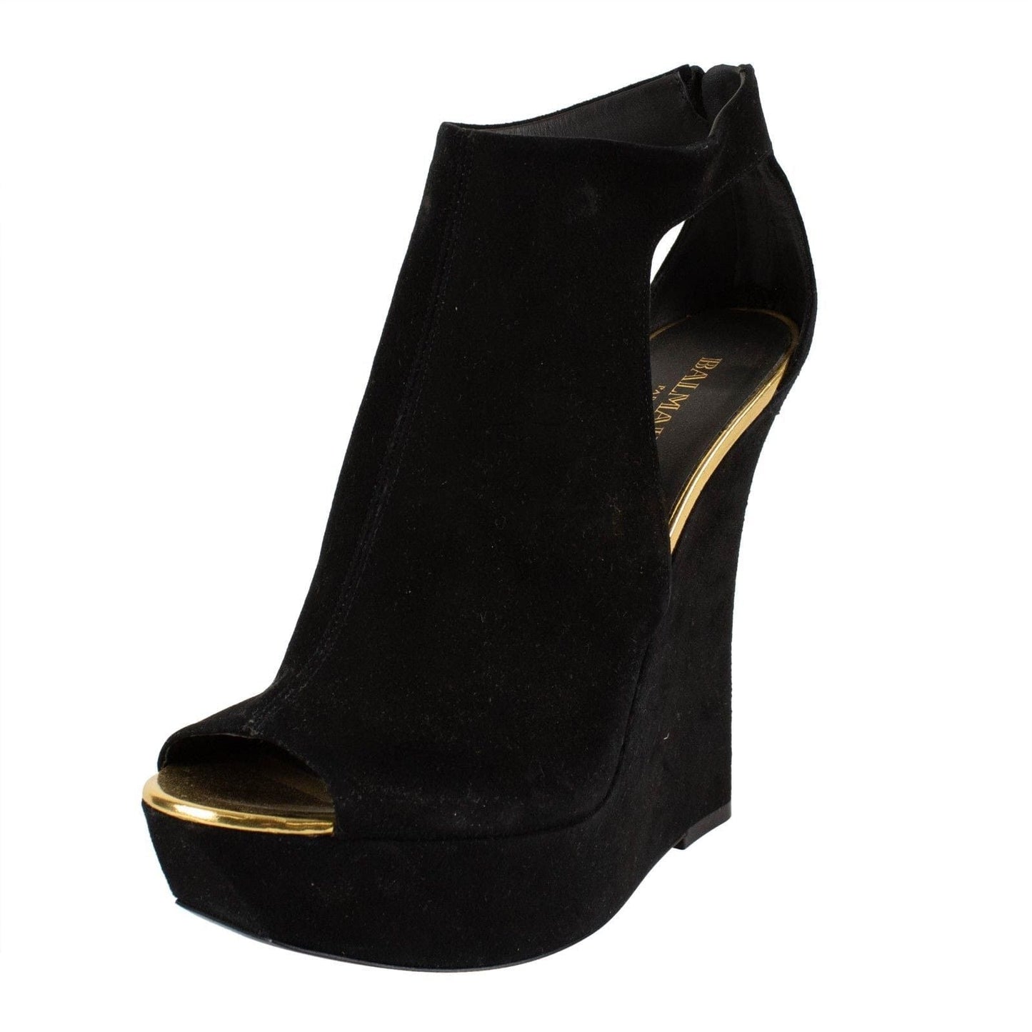 Amaya Suede Cutout Platform Wedges - Black