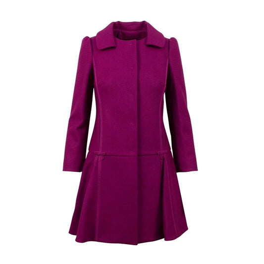 Wool Bow Detailed Long Coat - Purple