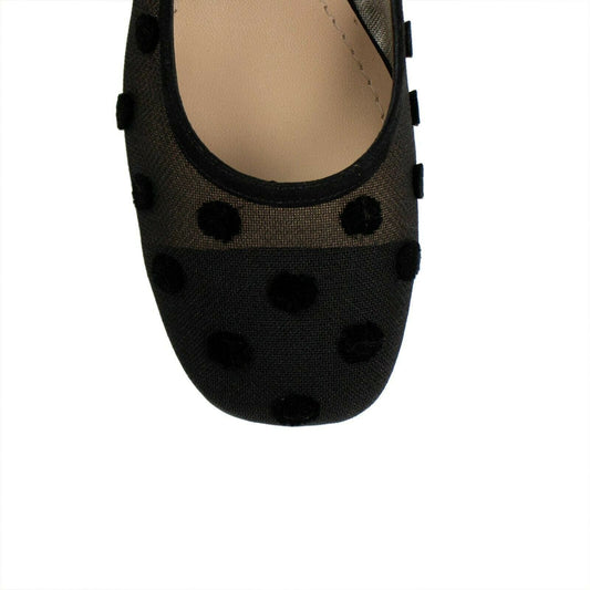 Baby D Mesh And Velvet Dot Ballet Pumps - Black