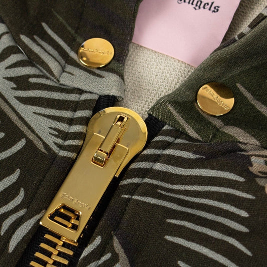Banana Leaves Print Cotton Zip Up Hoodie Sweatshirt
