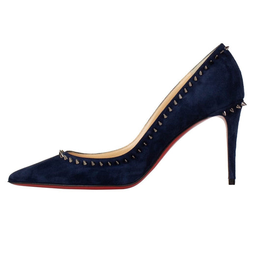 Anjalina 85 Veau Velours Spiked Pumps - Navy