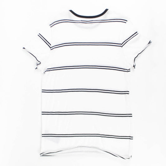 White/Black Striped Cotton Blend T-Shirt