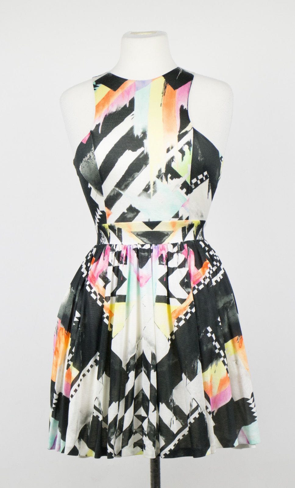 Geometric Pattern Silk Blend Bubble Dress - Multi