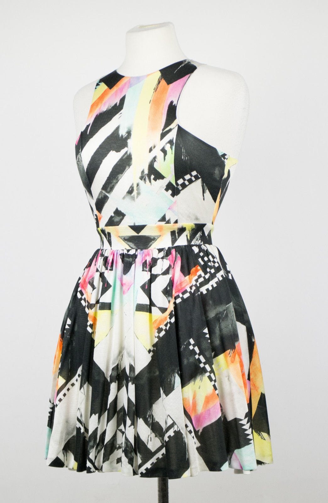 Geometric Pattern Silk Blend Bubble Dress - Multi