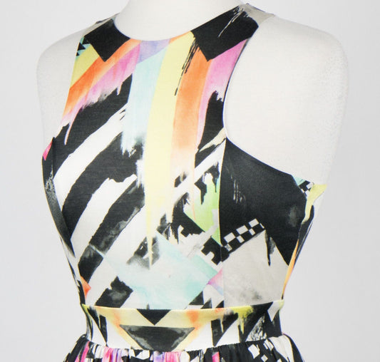 Geometric Pattern Silk Blend Bubble Dress - Multi