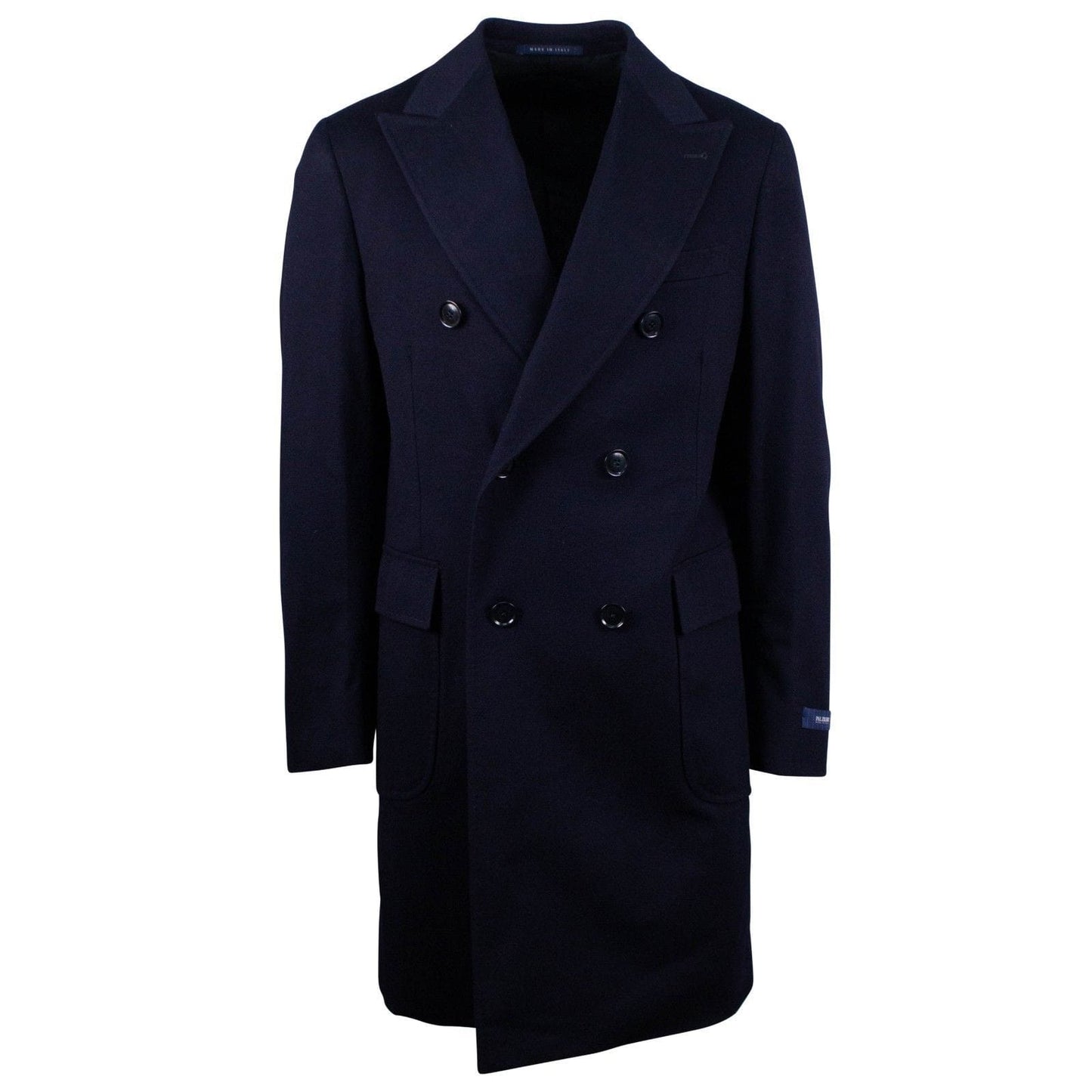 Blue Wool Double Breasted Wool Slim Fit Coat